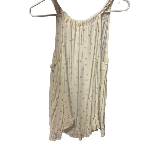 Women’s Halter Top White & Grey Stars Flowy Dressy Summer Shirt - Size Large - - Picture 1 of 5